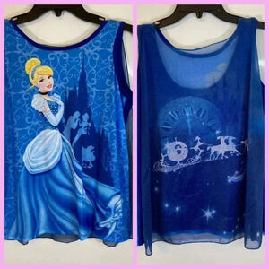 Disney Blue Cinderella YOUTH Sz XL Blue Tank Top Bling with CAPE